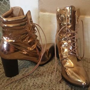Gold healed booties